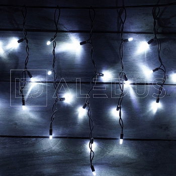 Бахрома (Айсикл) ALEDUS, 220 В, 3x0.5 м, IP65, черный провод, белый, без мерцания, 114 светодиодов