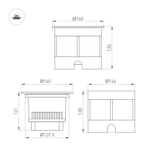 Светильник LTD-DAFNA-GROUND-R160-16W Warm3000 (SL, 35 deg, 230V) (Arlight, IP67 Металл, 5 лет)