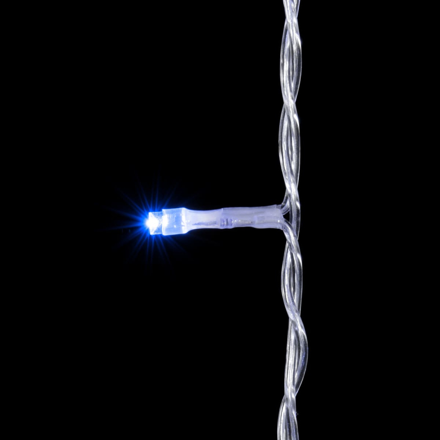 Гирлянда Занавес 2 x 2 м Синий с Мерцанием Белого Диода 220В, 400 LED, Провод Прозрачный ПВХ, IP54