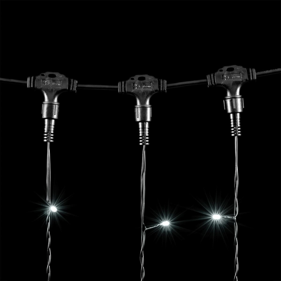 Гирлянда Занавес 1 x 6 м Белый 220В, 600 LED, Провод Черный ПВХ, IP54