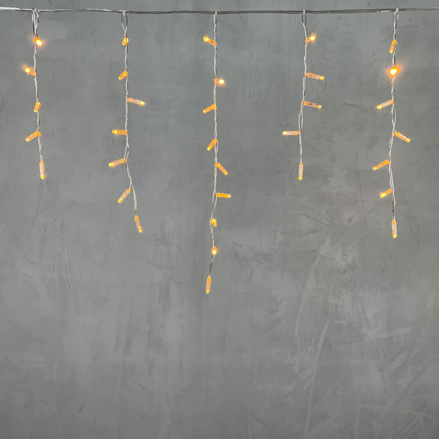 Гирлянда Бахрома с Колпачком 4,9 x 0,5 м Жёлтая 220В, 189 LED, Провод Прозрачный ПВХ, IP65