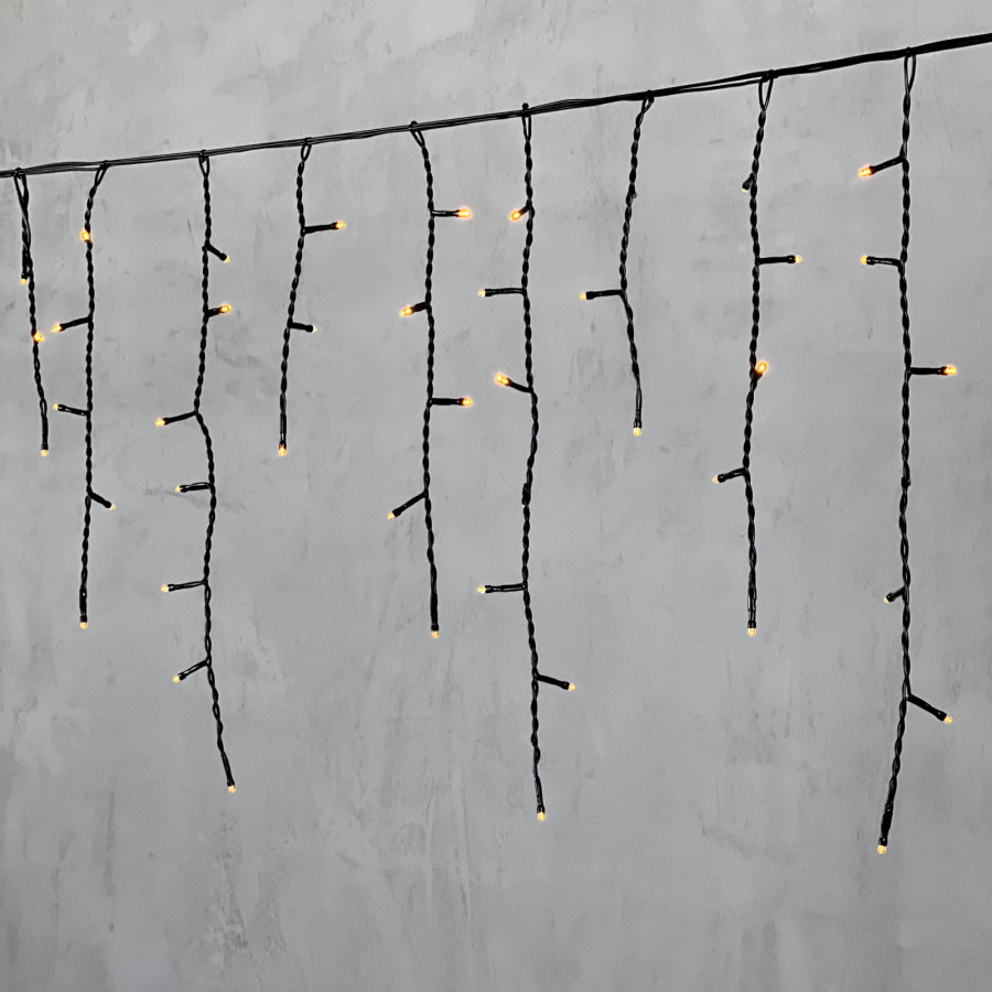 Гирлянда Бахрома 4,9 x 0,5 м Желтая 220В, 240 LED, Провод Черный ПВХ, IP54