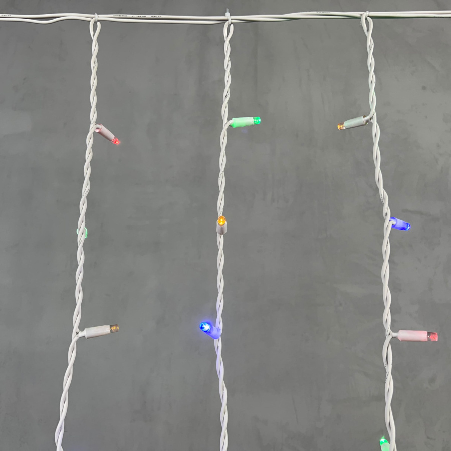 Гирлянда Бахрома 3,2 x 0,9 м Разноцветная 220В, 168 LED, Провод Белый Каучук, IP65