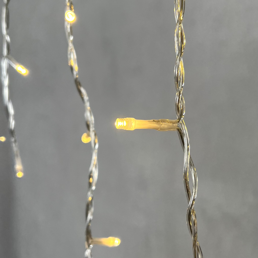 Гирлянда Бахрома 4,9 x 0,5 м Тепло-Белая 220В, 240 LED, Провод Прозрачный ПВХ, IP54