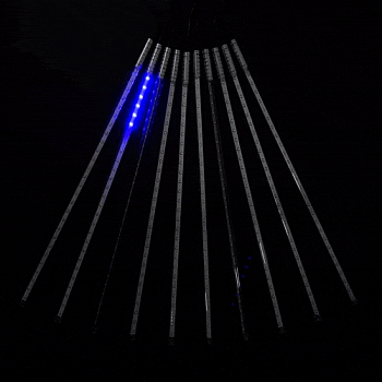 Гирлянда Тающие Сосульки 10шт по 50см, 12В, 540 Синих Светодиодов, Провод Черный ПВХ, IP20