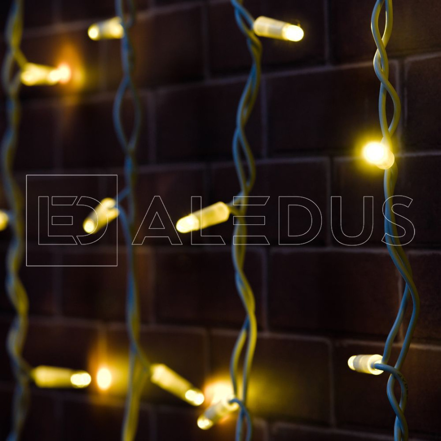 Бахрома (Айсикл) ALEDUS, 220 В, 3x0.9 м, белый провод, резина, теплый белый, без мерцания