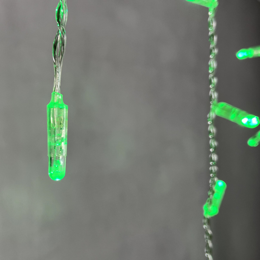 Гирлянда Бахрома с Колпачком 3,1 x 0,5 м Зелёная 220В, 120 LED, Провод Прозрачный ПВХ, IP65