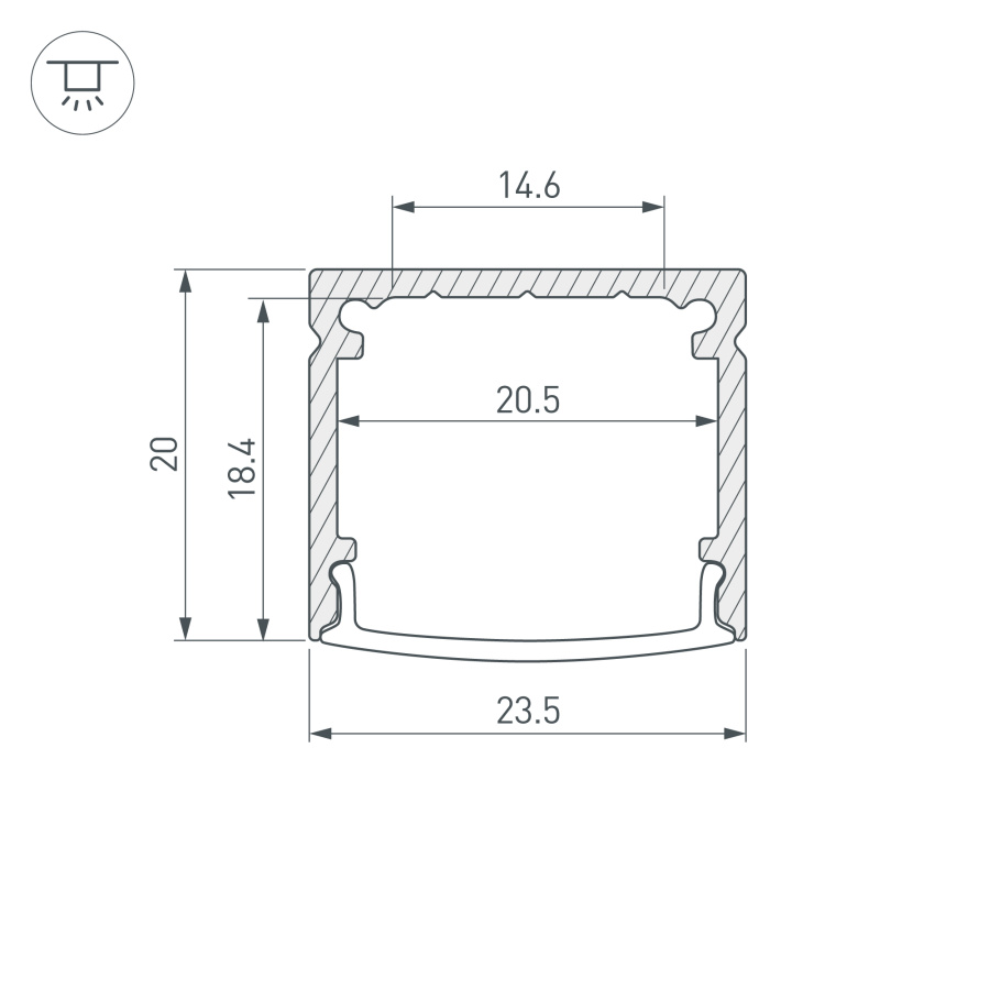 Профиль WIDE-H20-2000 ANOD (Arlight, Алюминий)