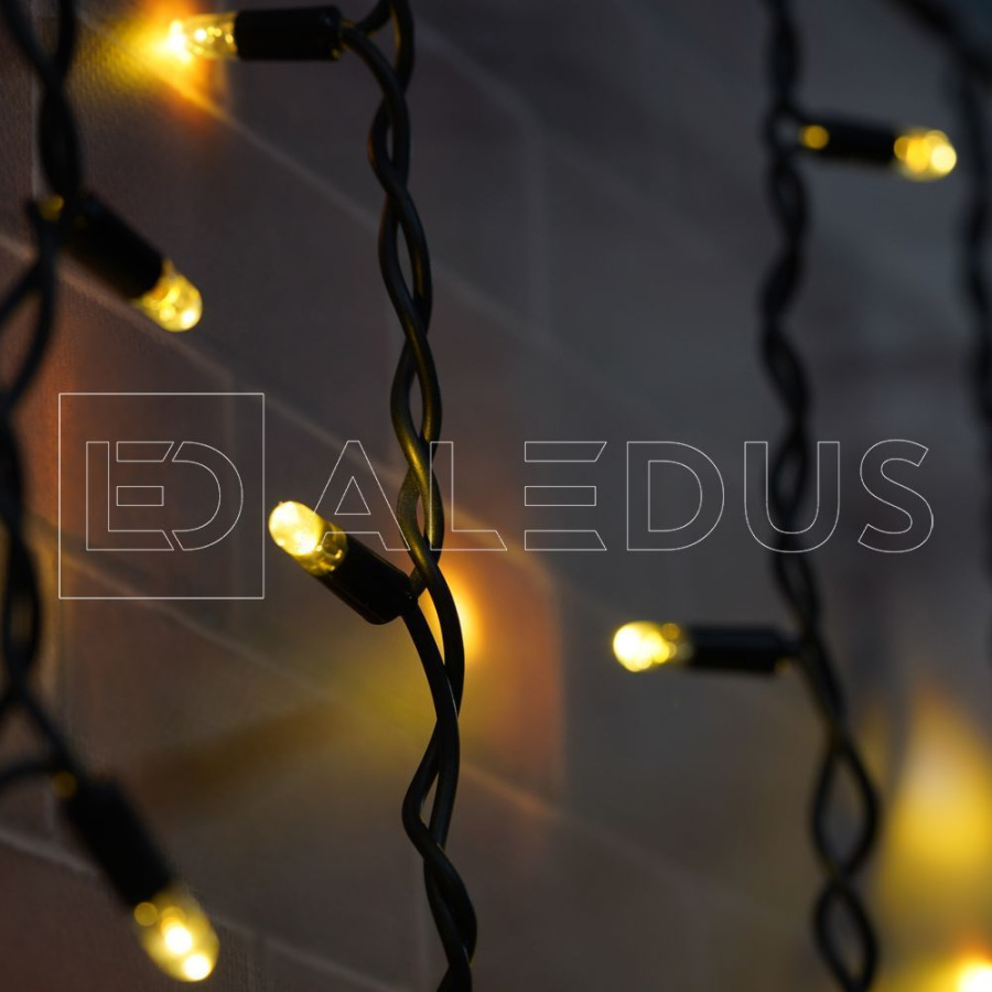 Бахрома (Айсикл) ALEDUS, 220 В, 3x0.9 м, черный провод, резина, теплый белый, без мерцания