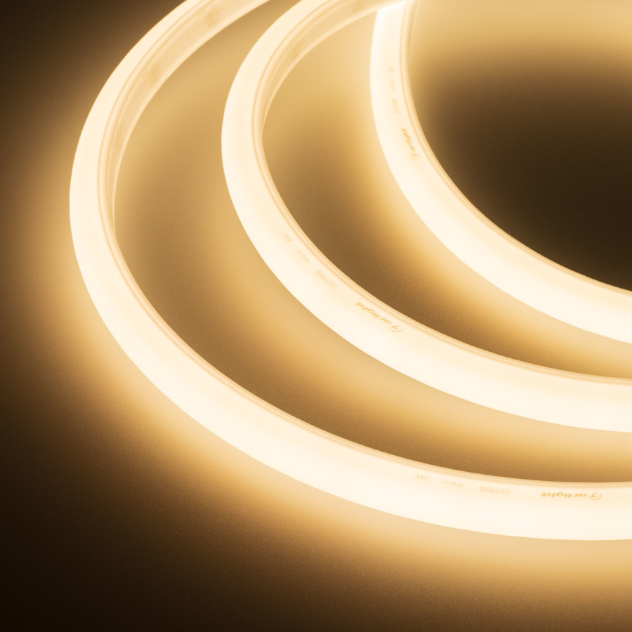 Лента герметичная MOONLIGHT-TOP-A140-16x15mm 24V Warm3500 (9.6 W/m, IP65, 2835, 5m, wire x1) (Arlight, Вывод вниз, 3 года)