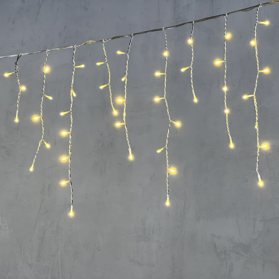 Гирлянда Бахрома 3 x 0,5 м Шампань 220В, 150 LED, Провод Прозрачный Силикон, IP65