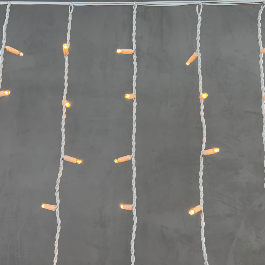 Гирлянда Бахрома 3,2 x 0,9 м Экстра Тепло-Белая 220В, 168 LED, Провод Белый Каучук, IP65