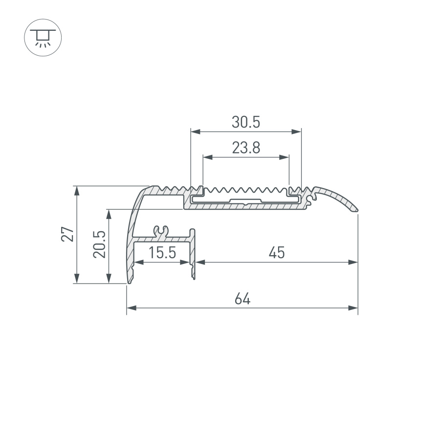 Профиль STAIR-W65-2000 ANOD BLACK (Arlight, Алюминий)