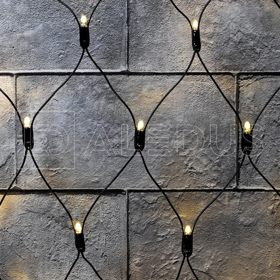 Светодиодная сеть ALEDUS 2х3 м, черный провод, ПВХ, теплый белый, без мерцания