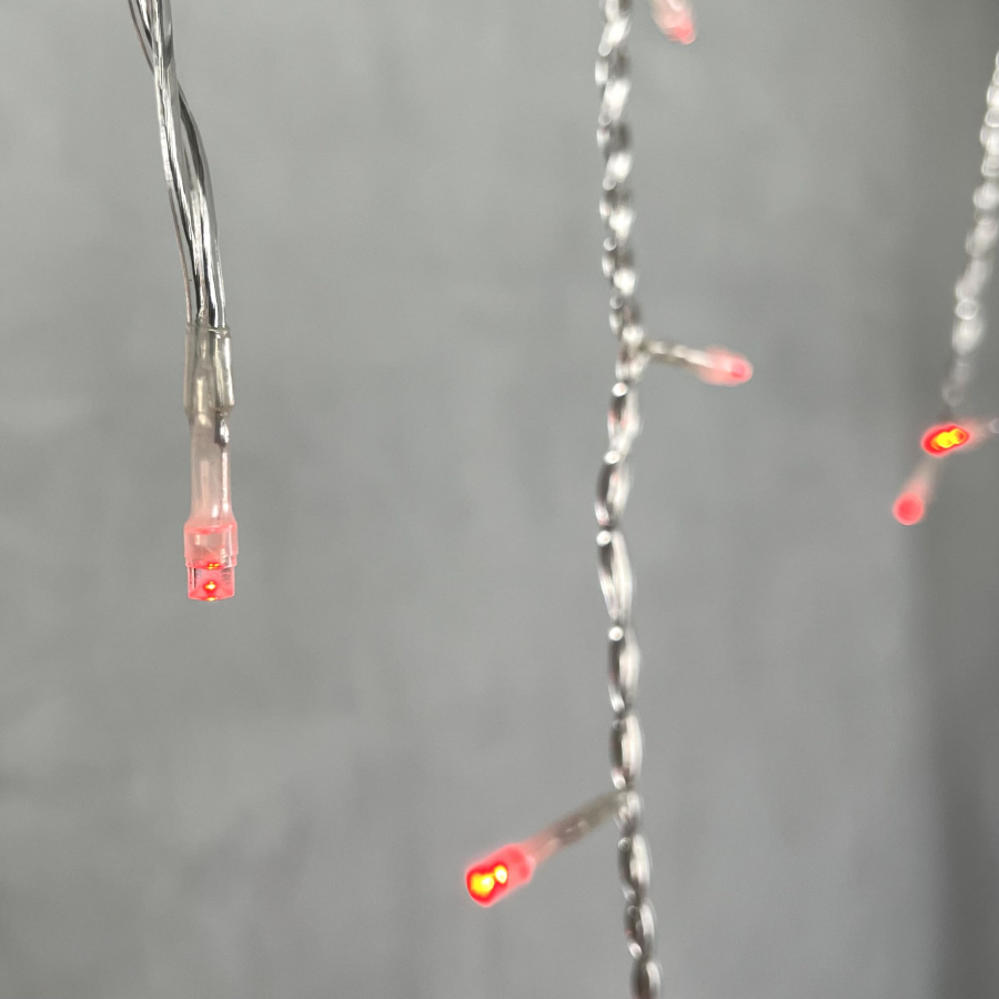 Гирлянда Бахрома 3,1 x 0,5 м Красная 220В, 150 LED, Провод Прозрачный ПВХ, IP54
