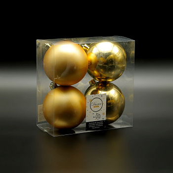 Набор Елочных Шаров 4 шт Светло-Золотые, Ø10 см