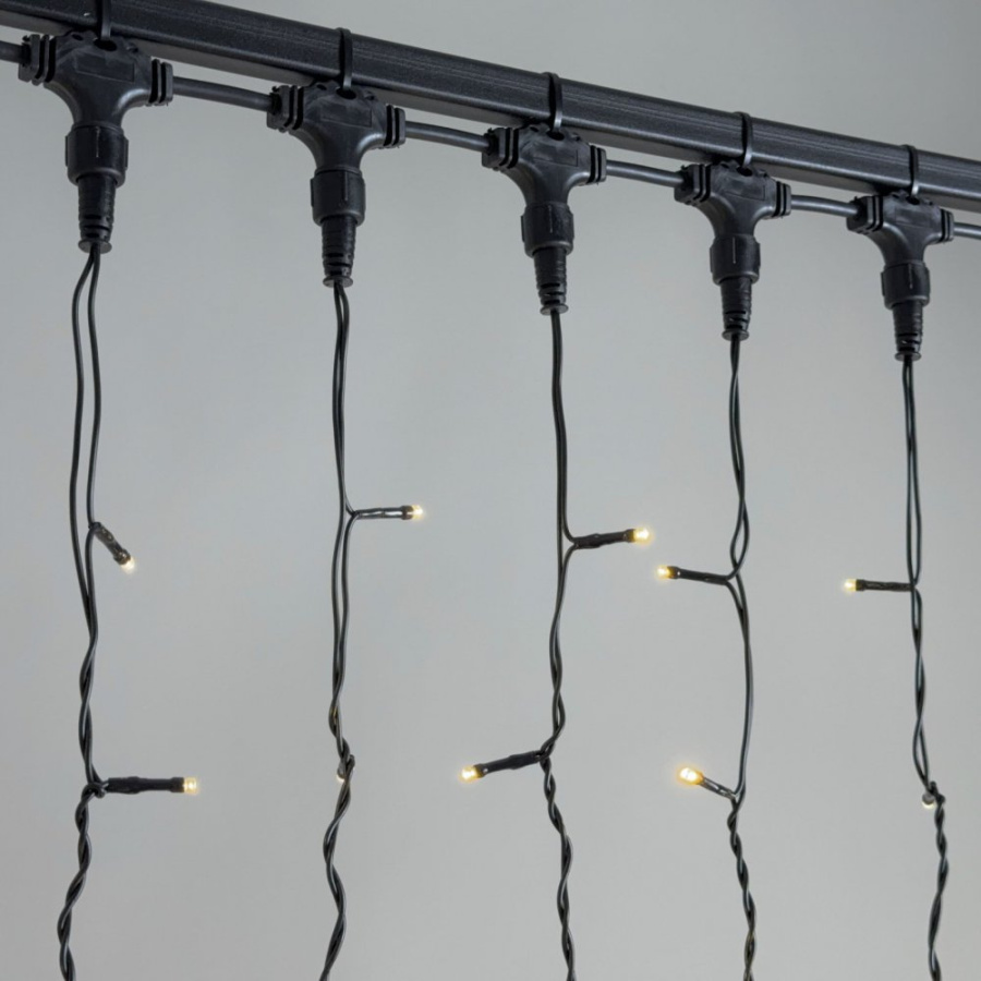 Гирлянда Занавес 2 x 2 м Тепло-Белый 220В, 400 LED, Провод Черный ПВХ, IP54