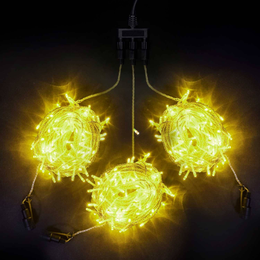 Комплект 3 Шампань Нити по 20м c Контроллером, 600 LED, Провод Прозрачный Силикон, IP65