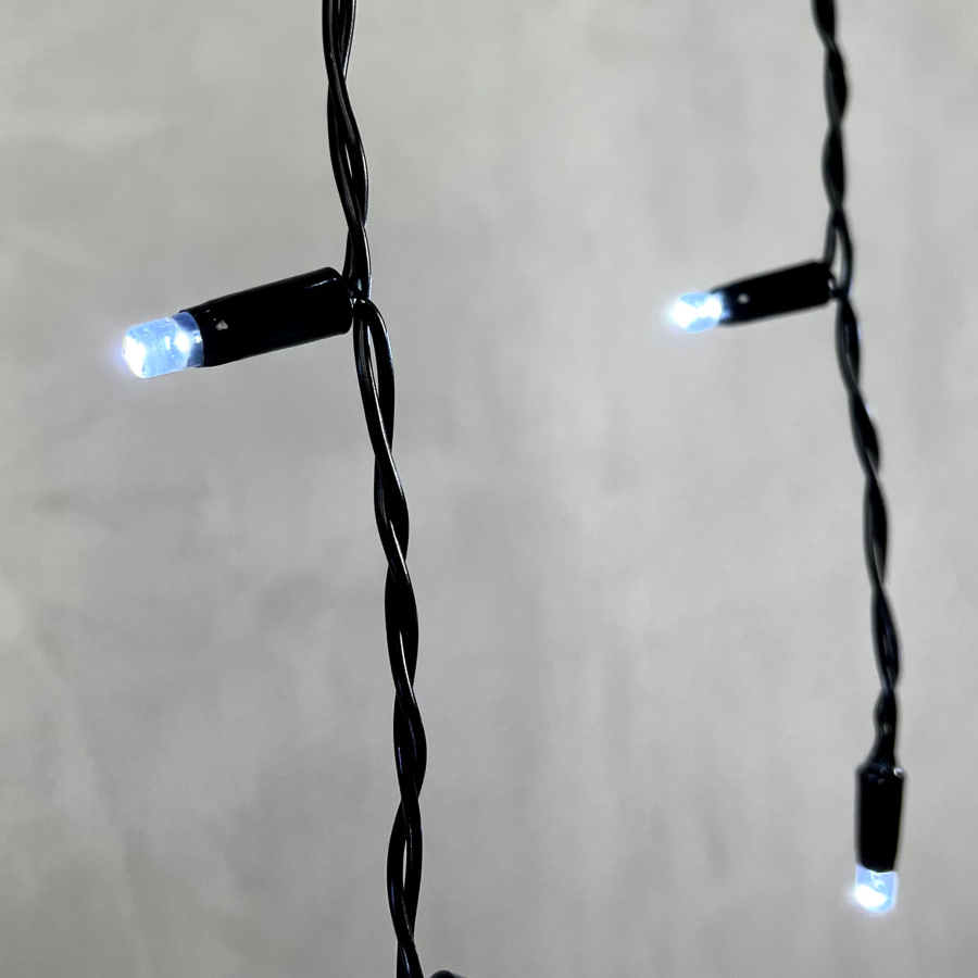 Гирлянда Бахрома с Колпачком 3,2 x 0,9 м Белая с Мерцанием Белого Диода 220В, 168 LED, Провод Черный ПВХ, IP65