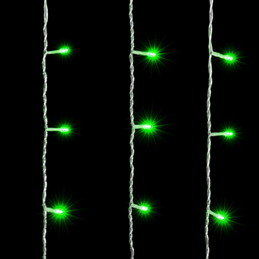 Гирлянда Занавес 1 x 6 м Зеленый 220В, 600 LED, Провод Прозрачный ПВХ, IP54