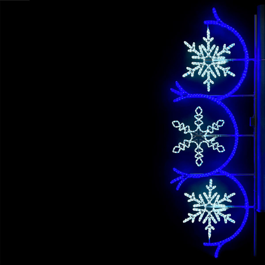 Светодиодная Консоль «Три снежинки» 80 х 250 см, Белая, 220В