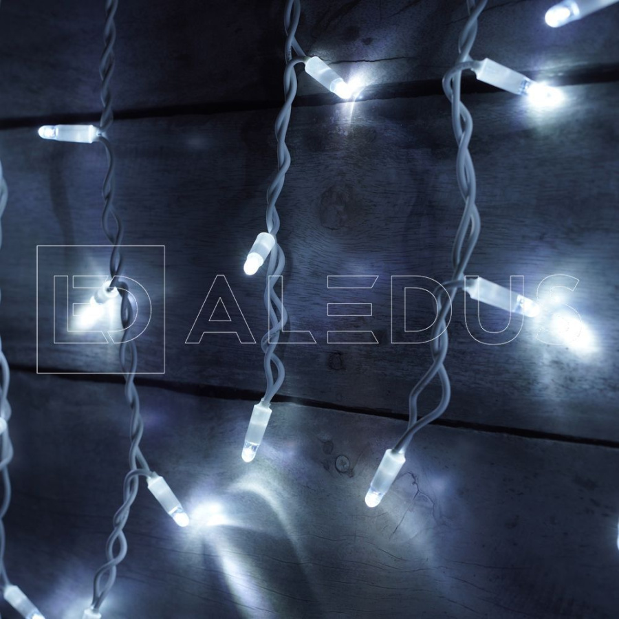 Бахрома (Айсикл) ALEDUS, 220 В, 3x0.5 м, IP65, белый провод, белый, без мерцания, 114 светодиодов