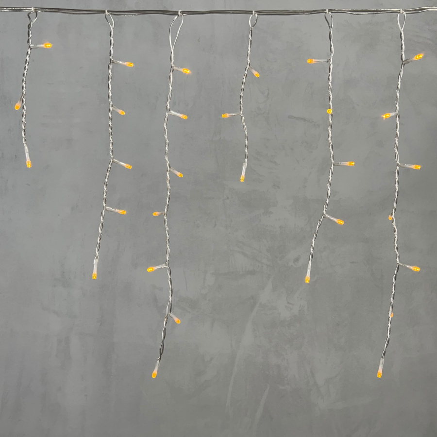 Гирлянда Бахрома 3 x 0,5 м Желтая 220В, 150 LED, Провод Прозрачный Силикон, IP65