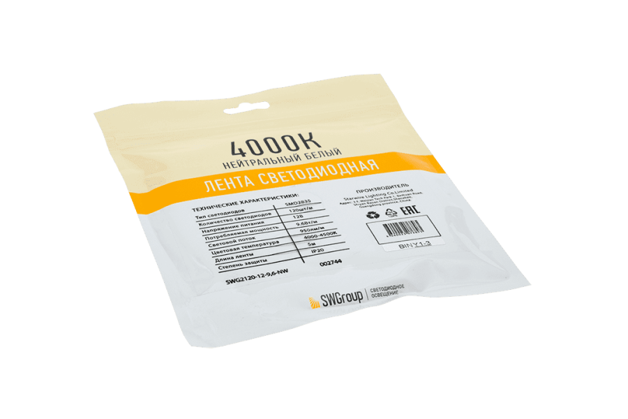 Лента светодиодная SWG SWG2120, 9,6 Вт/м, 12В, нейтральный белый