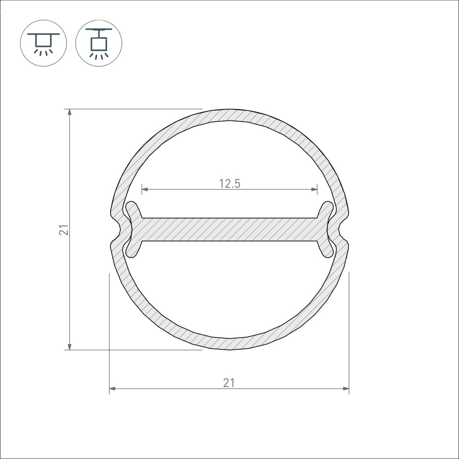 Профиль ARH-ROUND-D20-DUAL-2000 ANOD (Arlight, Алюминий)