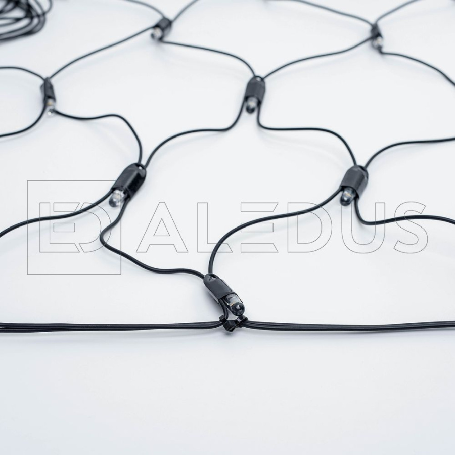 Светодиодная сеть ALEDUS 2х2 м, черный провод, ПВХ, белый, без мерцания
