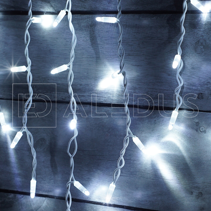 Бахрома (Айсикл) ALEDUS, 220 В, 3x0.5 м, IP65, белый провод, белый, с мерцанием, 114 светодиодов