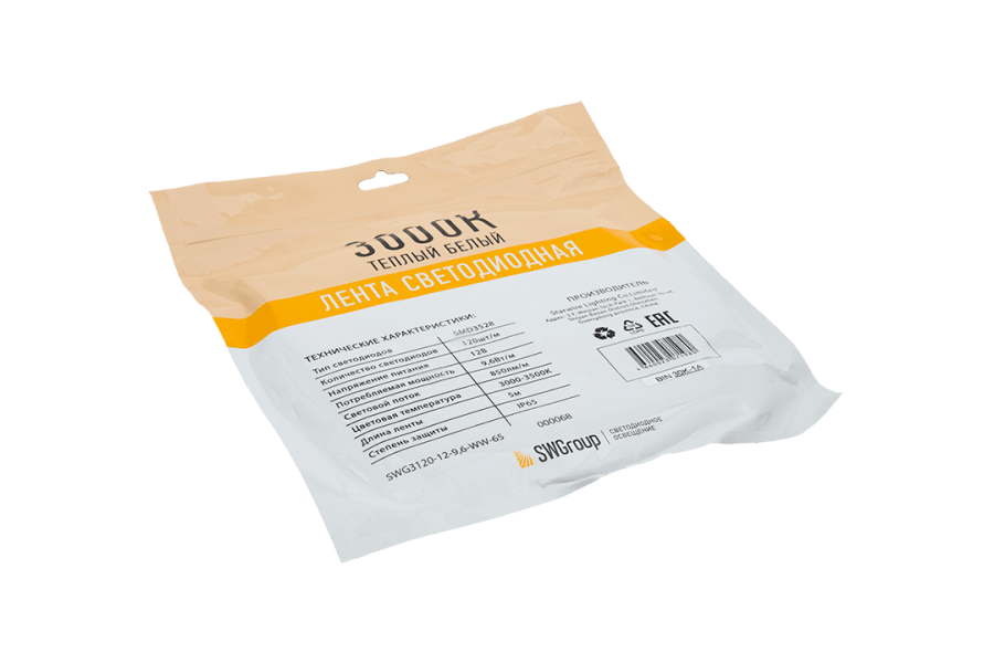 Лента светодиодная SWG SWG3120, 12В, IP65, теплый белый