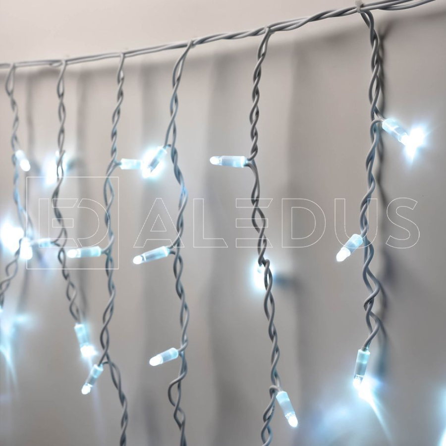 Бахрома (Айсикл) ALEDUS, 220 В, 3x0.5 м, IP65, белый провод, белый, без мерцания, 114 светодиодов