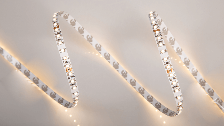 Лента светодиодная SWG SWG3120, со скотчем 3М, 9,6 Вт/м, 24В, IP20, теплый белый