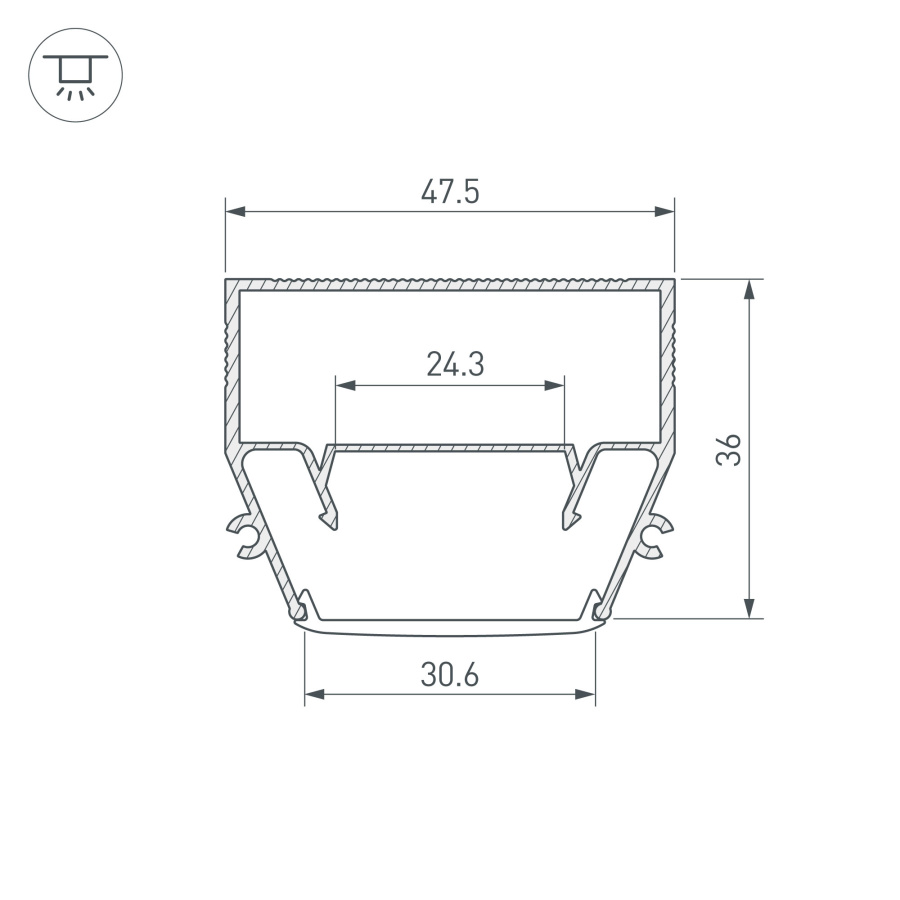 Профиль STRETCH-S-35-CEIL-CENTER-2000 (GAMMA35) (Arlight, Алюминий)