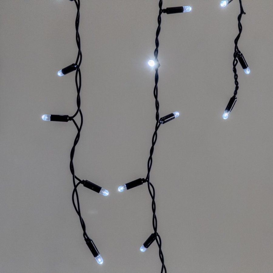 Гирлянда Бахрома 3,1 x 0,5 м Белая 220В, 120 LED, Провод Черный Каучук 2,3мм, IP65
