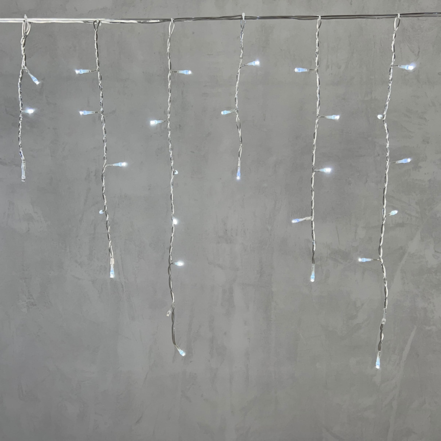 Гирлянда Бахрома 3,1 x 0,5 м Белая с Мерцанием Белого Диода 220В, 150 LED, Провод Прозрачный ПВХ, IP54