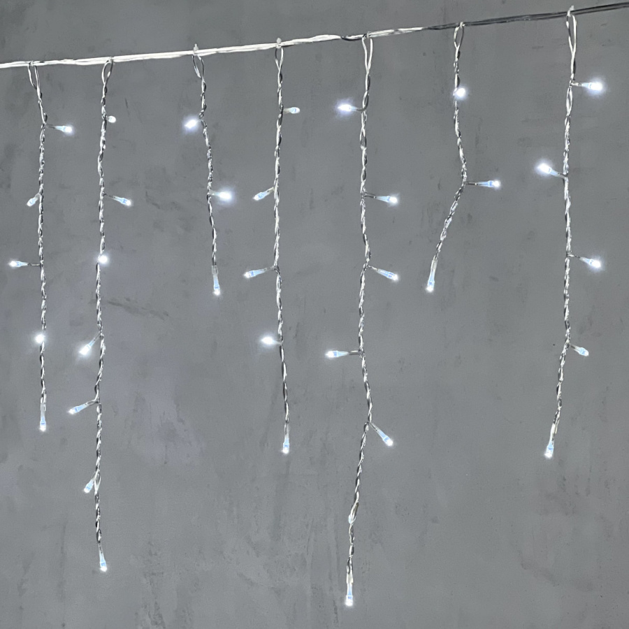 Гирлянда Бахрома 3,1 x 0,5 м Белая 24В, 150 LED, Провод Прозрачный ПВХ, IP54