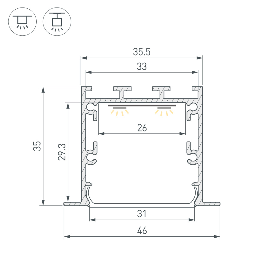 Профиль LINIA49-F-M-2000 WHITE (Arlight, Алюминий)