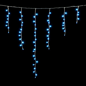 Гирлянда Бахрома 1 x 1 м Небесно-Голубая 220В, 65 LED, Провод Прозрачный Силикон, IP65