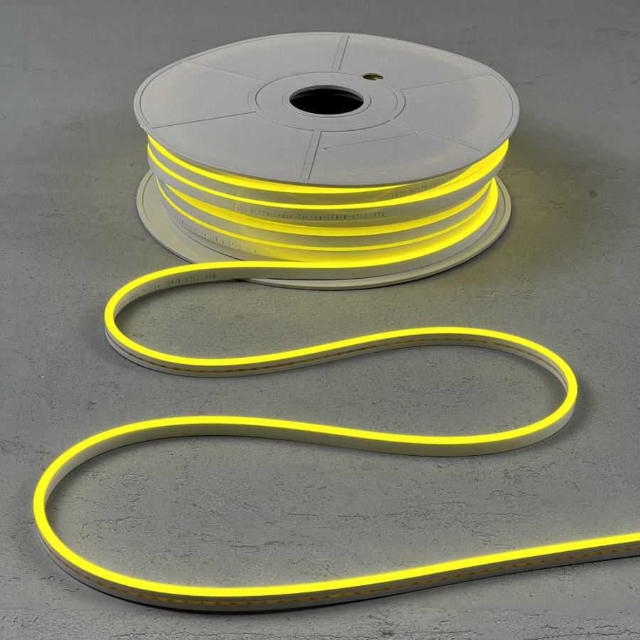 Односторонний Гибкий Неон 8х16мм Желтый 12В, IP65