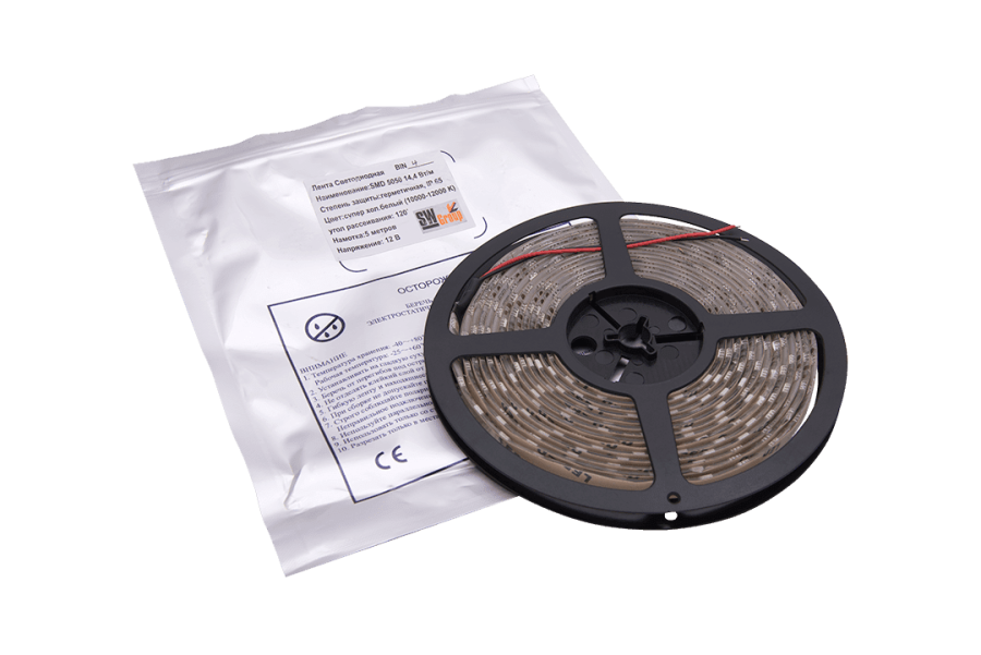 Лента светодиодная SWG SWG560, 14,4 Вт/м, 12В, IP65, ультра холодный белый