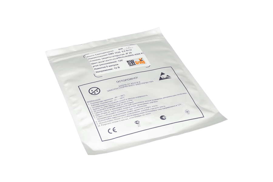 Лента светодиодная SWG SWG3T120, 9,6 Вт/м, 12В, IP20, нейтральный белый