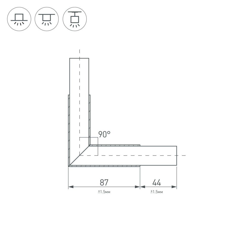 Угол PLS-LOCK-H25-L90 (с экраном MAT-L) (Arlight, Металл)