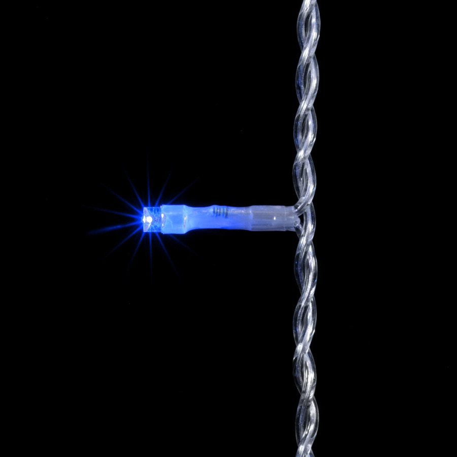Гирлянда Занавес 1 x 6 м Синий 220В, 600 LED, Провод Прозрачный ПВХ, IP54