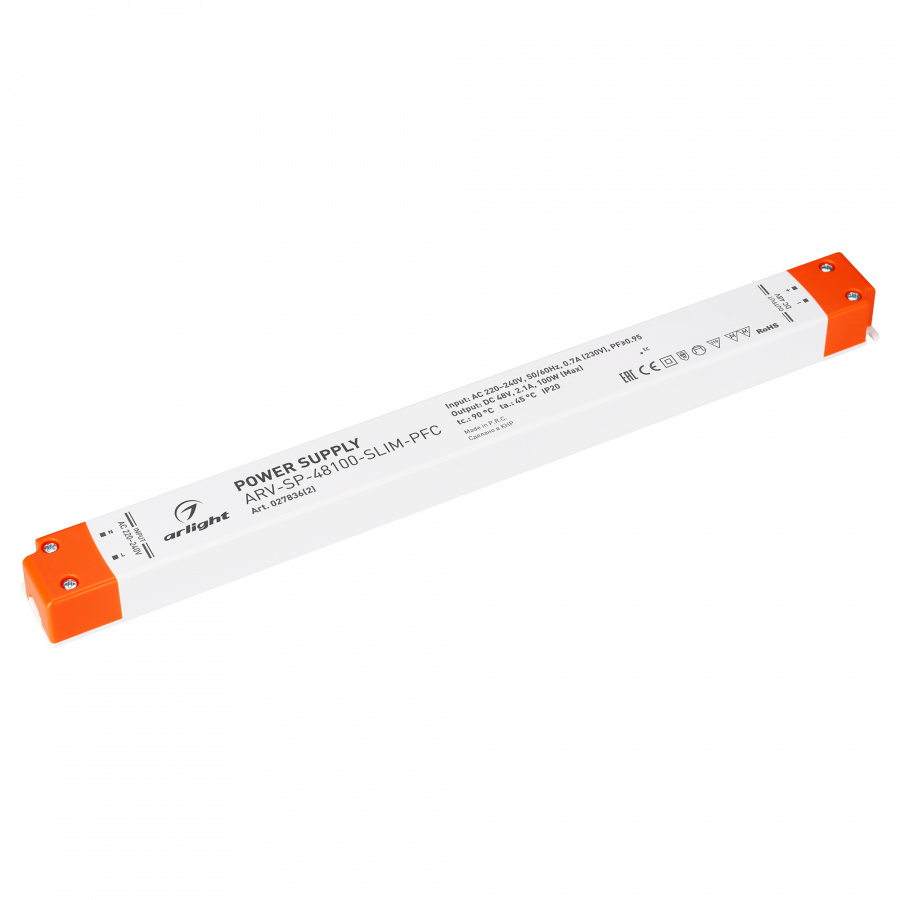 Блок питания ARV-SP-48100-SLIM-PFC (48V, 2.1A, 100W) (Arlight, IP20 Пластик, 5 лет)