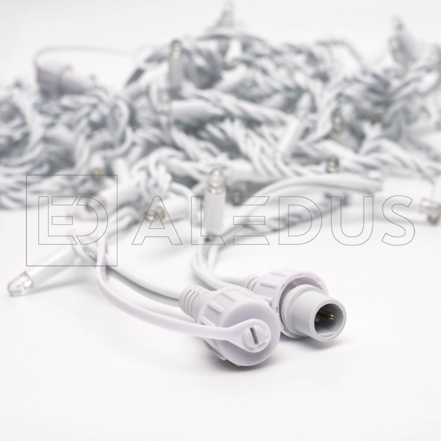 Гирлянда (Нить) ALEDUS, 220 В, 10 м, белый провод, резина, белый, с мерцанием