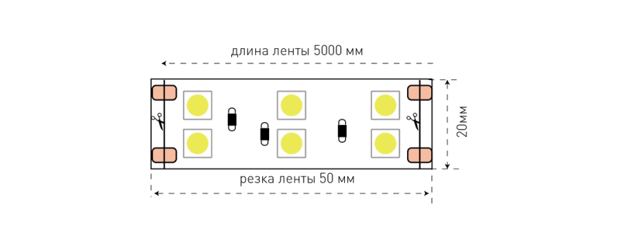 Лента светодиодная SWG SWG5120, 28,8 Вт/м, 24В, IP20, холодный белый