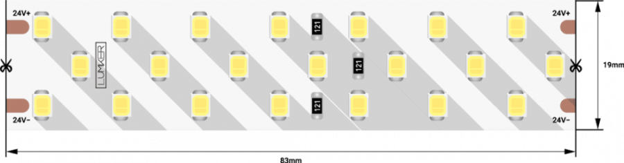 Лента светодиодная Lumker LK2H, 252 LED/м, 24 Вт/м, 24В, IP33, Нейтральный белый (4000K)