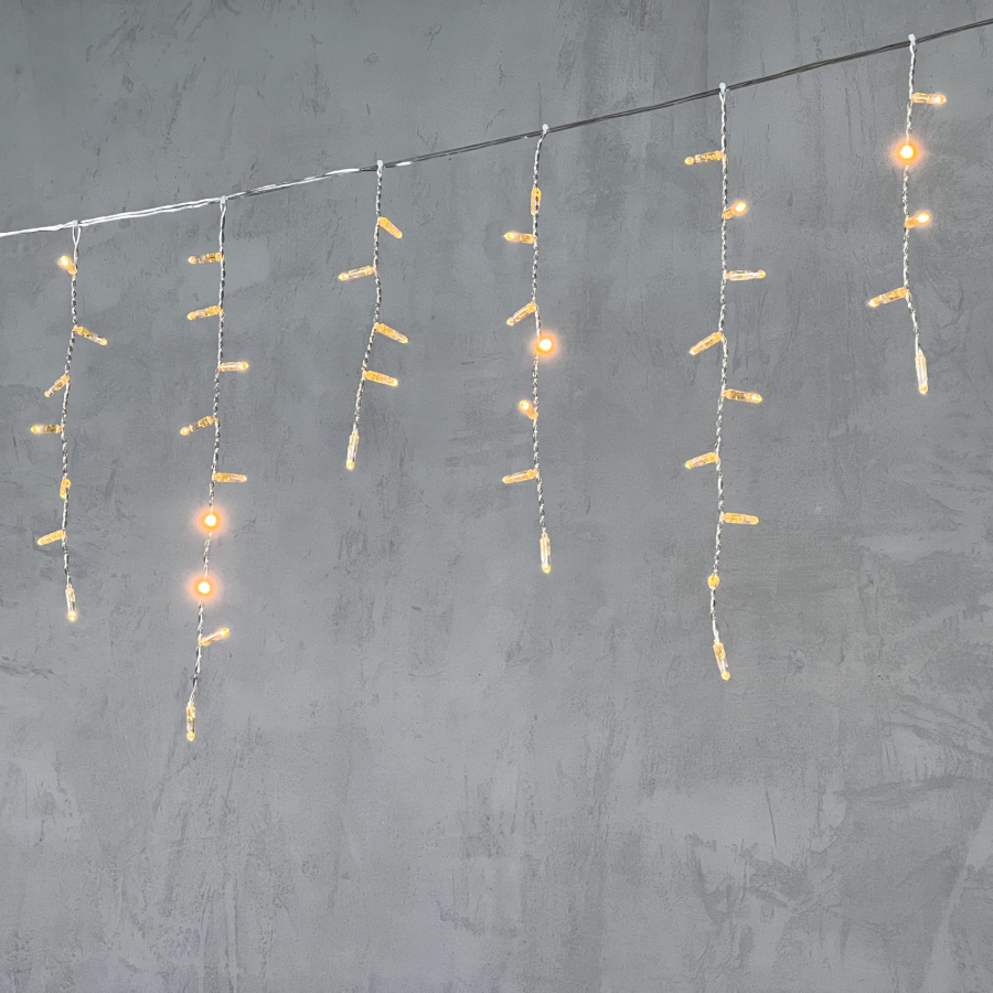 Гирлянда Бахрома с Колпачком 4,9 x 0,5 м Экстра Тепло-Белая 220В, 189 LED, Провод Прозрачный ПВХ, IP65